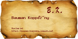 Bauman Koppány névjegykártya